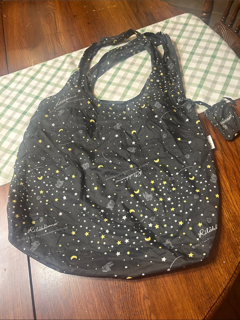 Rilakkuma x NANOBAG Black Star Reusable lightweight shopping tote storage pouch